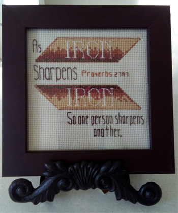 Iron Sharpens Iron stitched by Elaine Aertker