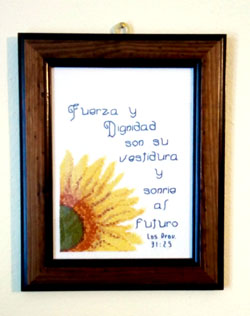 Strength Dignity in Spanish stitched by Nora A