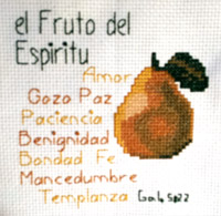 Fruit of the Spirit in Spanish stitched by Julie Samia