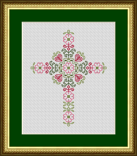 Dogwood and Hearts Cross Colorful