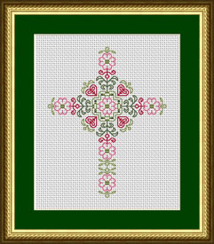 Dogwood and Hearts Cross Colorful Version Dogwood and Hearts Cross Colorful Version