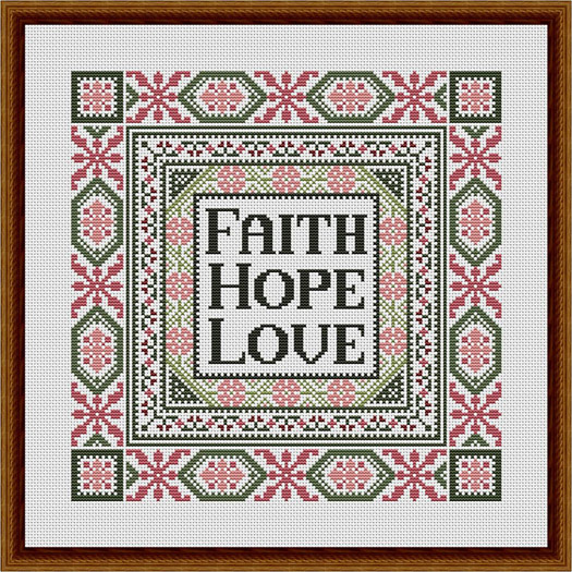 Faith Hope Love Avocado Greens and Shell Pinks