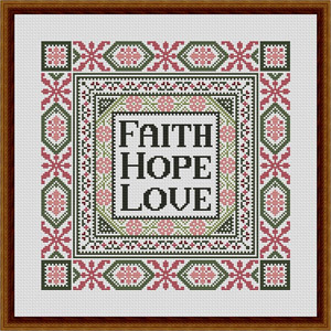 Faith Hope Love Shell Pinks and Avocado Greens