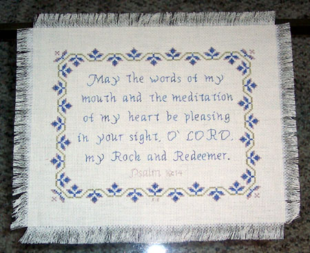 My Rock and Redeemer stitched by Judy Kutchen