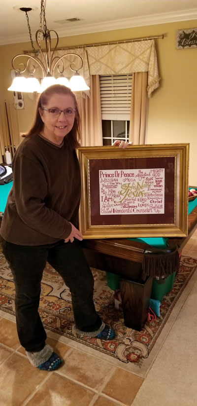 His Name is Jesus stitched by Donna Graves