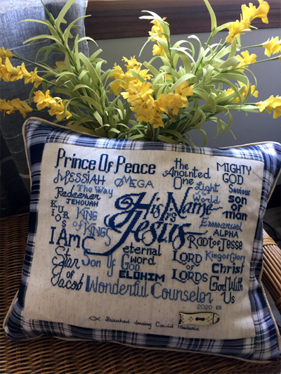 His Name is Jesus stitched by Kathy Neuenschwander