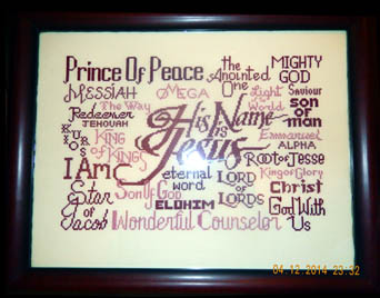 His Name is Jesus stitched by Debby Santos
