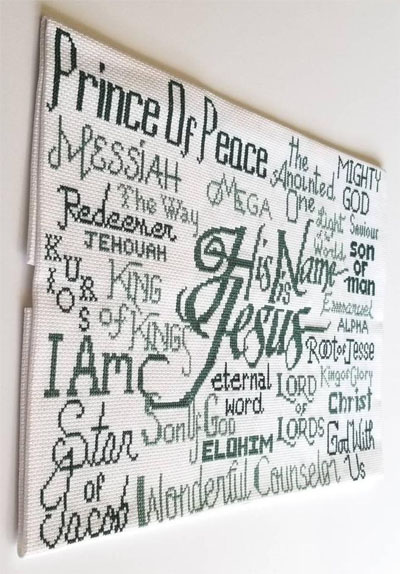 His Name is Jesus Stitched by Diane Higdon