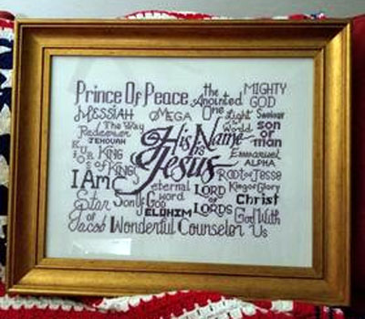 His Name is Jesus stitched by Gail Shaffer