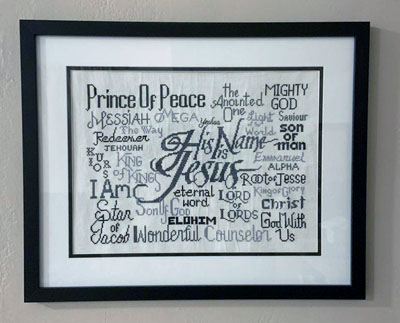 His Name is Jesus stitched by Jennifer Herr