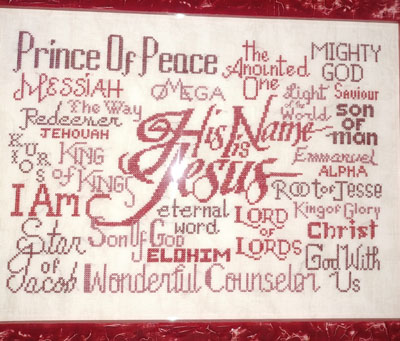 His Name is Jesus stitched by Jennifer Walker