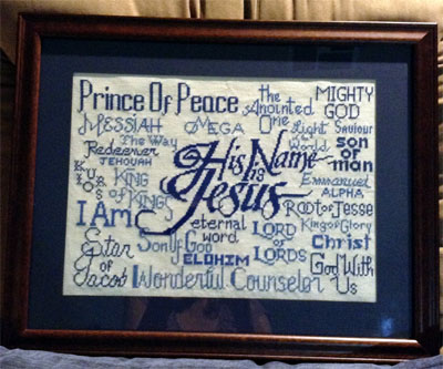 Free Cross Stitch His Name is Jesus stitched by Melinda Heim