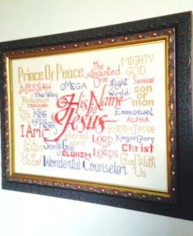 His Name is Jesus stitched by Millie Haar