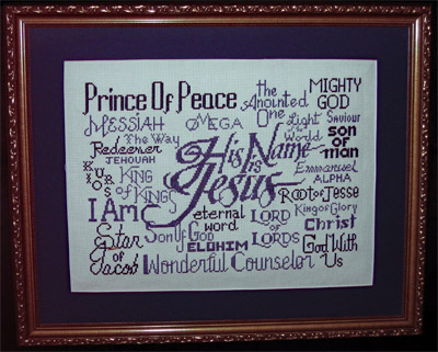 His Name is Jesus stitched by Pam Briere