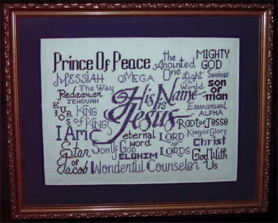 His Name is Jesus stitched by Pam Briere