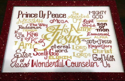 His Name is Jesus stitched by Patricia Brooks