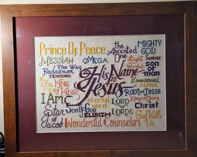 His Name is Jesus stitched by Sabra Smith