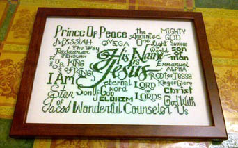 His Name is Jesus stitched by Tamara Suttle
