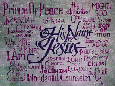 His Name is Jesus stitched by Teresa Brown