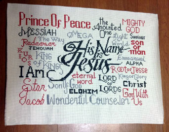 His Name is Jesus stitched by Vicky K
