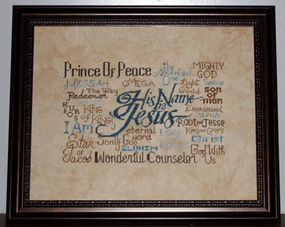 His Name is Jesus stitched by Katrina Gormley