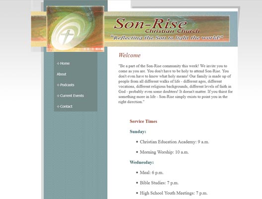 Son-Rise Christian Church Website Screen Shot