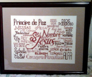 Su Nombre stitched by Debbie Santos