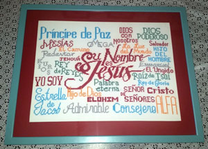 Su Nombre stitched by Heidi Nadal