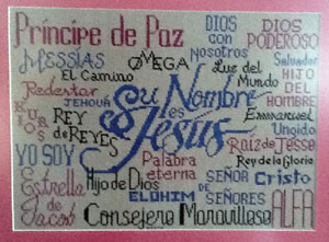 Su Nombre stitched by Sandra Sasser