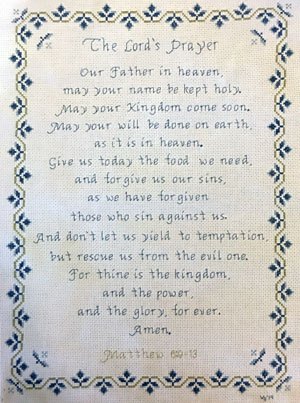 The Lord's Prayer stitched by Vicki Giger