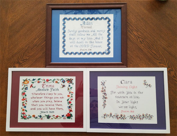 3 Name Blessings stitched by Vanessa McGuire