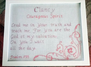 Clancy Name Blessings stitched by Trish Estes