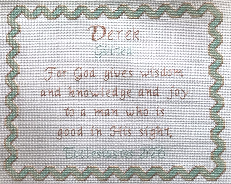 Derek Name Blessings Stitched by Trish Estes
