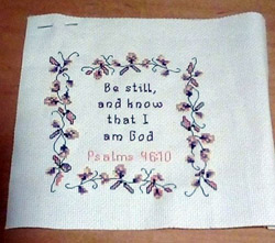 Be Still and Know stitched by Stephanie Ison