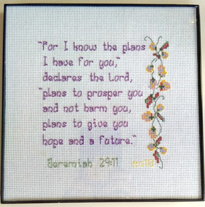For I Know The Plans stitched by Elaine Aertker