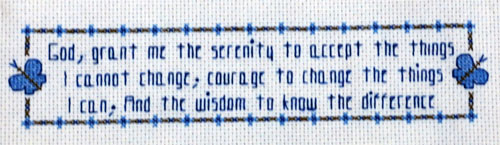 Serenity Prayer Bookmark stitched by Stephanie Ison